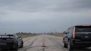 ESCALADE VS CAMARO DRAG RACE [upl. by Teragram]