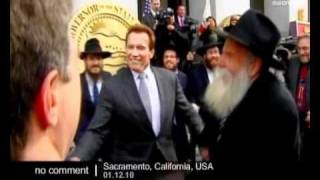 California Governor Arnold Schwarzenegger celebrates Hanukkah [upl. by Atinnor986]