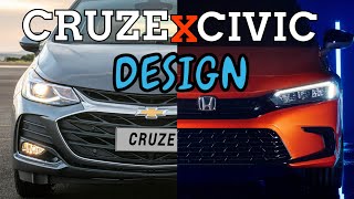 HONDA CIVIC 2022 VS CHEVROLET CRUZE SEDAN 2021 COMPARATIVO  FOTOS [upl. by Eimat]