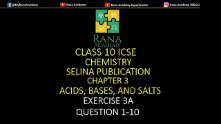 CLASS 10  ICSE  CHEMISTRY  SELINA PUBLICATION  ACIDS BASES AND SALTS  EXERCISE 3A  Q 110 [upl. by Wood]