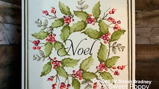 Make a Christmas Wreath with 3 stamps from Sweet Poppy and NO MASKING video 42 [upl. by Alburg]