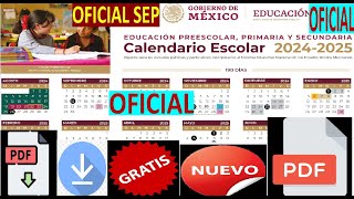 PDF CALENDARIO ESCOLAR 20242025 SEP OFICIAL EN FORMATO PDF LISTO PARA DESCARGAR E IMPRIMIR [upl. by Rahel]