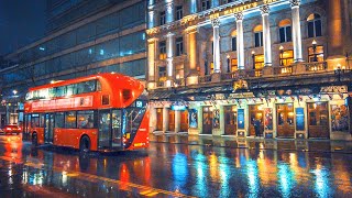 Rainy London Night Walk 💎 Glistening West End City Streets 🇬🇧 UK Walking Tour in 4K Binaural [upl. by Asial]