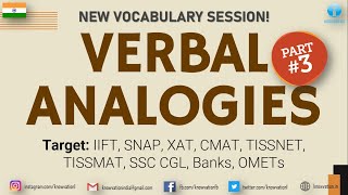 VERBAL ANALOGIES  Part3  Vocabulary  New Practice MCQs  IIFT SNAP TISSNET IIFT CMAT Banks [upl. by Desta]