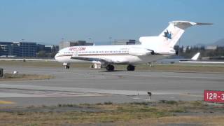 Frys Electronics Horta LLC Boeing 727281AdvRE Super 27 N724YS departure at SJC [upl. by Bonns]