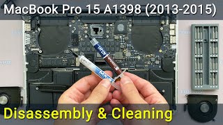 MacBook Pro 15 A1398 Disassembly fan cleaning and thermal paste replacement [upl. by Drawe407]