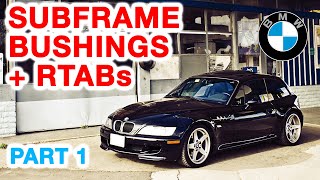 Easy E30  E36  Z3 Subframe Bushings amp RTABs  Part 1  Disassembly [upl. by Grieve419]