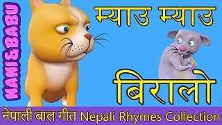 Meow Meow Biralo  Myau Myau Biralo  Nepali Rhymes Collection  लोक प्रिय नेपाली बाल गीत [upl. by Spearing]