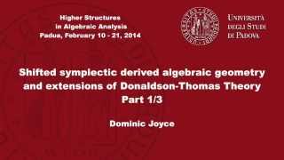 Dominic Joyce  Shifted symplectic derived algebraic geometry 13 [upl. by Eibrad]