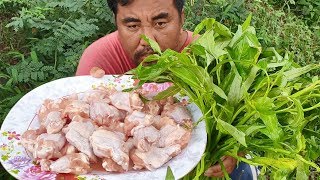 Yummy cooking chicken with water convolvulus recipe  eating Delicious [upl. by Enelaehs]