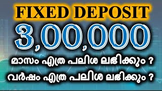 മൂന്ന് ലക്ഷം രൂപ ബാങ്കിൽ Fixed Deposit ഇട്ടാൽ എത്ര പലിശ ലഭിക്കും [upl. by Nicholl]