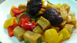 Vegan Vegetarian Thai Recipe SweetSour Tofu with Shiitake Mushrooms [upl. by Amilb]