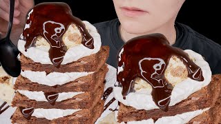 ASMR Brownie Ice Cream Sundae with Coffee Cake Ice Cream Whipped Cream amp Chocolate Syrup [upl. by Goldsmith]