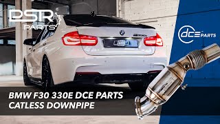 BMW F30 330e B48 DCE Parts Catless Downpipe with Custom Valvetronic Catback  Straight Pipe Revving [upl. by Eicram]