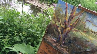 Painting a Weathered Tree with Color  Plein Air Painting [upl. by Pelligrini]