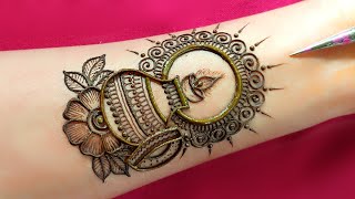 करवा चौथ मेहंदी डिजाइन  Karwa chauth mehndi design  Front hand mehndi  Arabic mehndi  mehndi [upl. by Bodi]