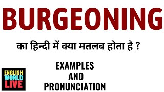 BURGEONING MEANING IN HINDI  BURGEONING का हिन्दी में क्या मतलब होता है  BURGEONING IN HINDI [upl. by Iadrahs460]