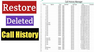 How To Restore Deleted Call History  Recover Call Logs History [upl. by Nitnerb34]