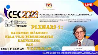 ICEC 2023  Plenari 1 Hala tuju Perkhidmatan Kaunseling amp Kefungsian Kaunselor dlm Masyarakat Madani [upl. by Arikal]