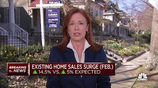 Existing home sales in February jump 145 [upl. by Lucho]