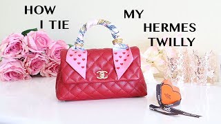 HOW TO TIE HERMES TWILLY on CHANEL COCO HANDLE MINI [upl. by Evelina665]