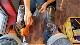 TAKE A SEAT COWBOY  SHOE SHINE ASMR w Jason Dornstar teamshineforce ASMR bootshine [upl. by Meadows]