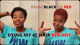 Dying My Natural Black 4C Hair RED HOT FIRST TIME  LOreal HiColor Reds  NO BLEACH [upl. by Ok384]