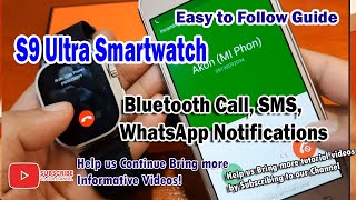 S9 Ultra Smartwatch  Bluetooth Call SMS WhatsApp Notifications [upl. by Mccafferty173]