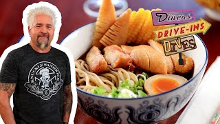 Guy Eats LIGHTS OUT Noodles  Crawfish Dumplings in TN  Diners DriveIns and Dives  Food Network [upl. by Barthold]