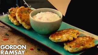 Sweetcorn Fritters and Yoghurt Dip  Gordon Ramsay [upl. by New]