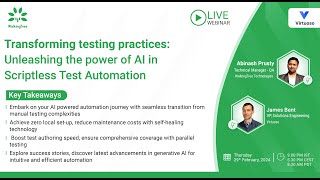 Power of AI in Scriptless Test Automation  WalkingTree amp Virtuoso Webinar [upl. by Olbap]