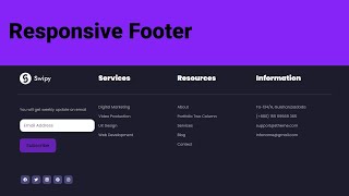 Responsive Footer using HTML CSS  Website Footer in HTML CSS [upl. by Andaira575]