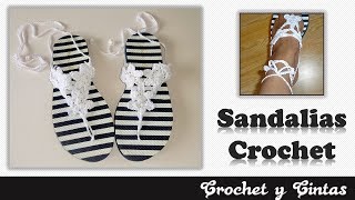 Sandalias tejidas a crochet para mujer 👡 [upl. by Crudden]