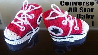 Babyschuhe Converse All Star Baby Sneakers für Neugeborenen häkeln Teil I  Sohle [upl. by Tegdig]