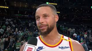 Stephen Curry talks beating the Celtics FULL Postgame Interview 🎤 [upl. by Goldie]