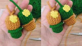 📌🌵 Crochet Mini Cactus Keychain Tutorial step by step crochet crochetkeychain [upl. by Sholeen578]