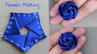 DIY How to make an adorable fabric rose flower  in just 8 minutes  DIY Flower [upl. by Aliban]