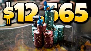 Stuck in a 12500 POT with TOP PAIR at 510  Poker Vlog 295 [upl. by Llenrahc]