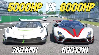 5000HP Koenigsegg Jesko VS 6000HP SSC Tuatara Aggressor RACE [upl. by Amsab]