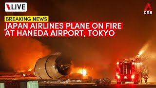 LIVE Japan Airlines plane on fire at Tokyos Haneda Airport [upl. by Robbin]