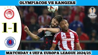 OLYMPIACOS VS RANGERS  11  Matchday 4 UEFA Europa League 202425 [upl. by Elbys593]