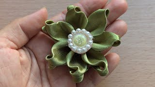 StepbyStep Kanzashi Ribbon Flower Tutorial Easy DIY Craft [upl. by Rexfourd]