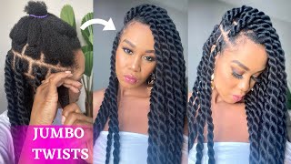 🔥How To DIY JUMBO TWIST RUBBER BAND METHOD  Beginner Friendly  Protective Style  Tupo1 [upl. by Armyn493]