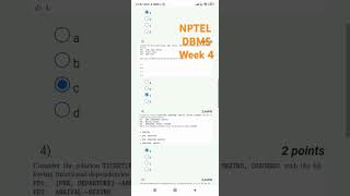 nptel DBMS Week 4 Assignment Answers nptelcourseanswers viralshort [upl. by Lange986]