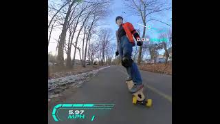 Surfskate longboard braking by carving wide sharper turns and sharp relaxed wiggles absorb speed [upl. by Ocko782]