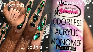 ACRYLIC NAILS FOR THE FIRST TIME REVIEWING NAIL SUPPLY GLAMOUR ODORLESS MONOMER WATCH ME DO ACRYLIC [upl. by Werd]