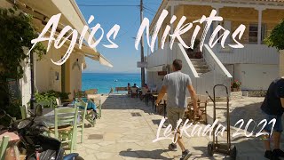 Lefkada 2021  Agios Nikitas village Walking Tour 4K [upl. by Terag742]