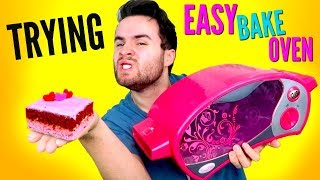 TRYING EASY BAKE OVEN  DIY Red Velvet Cake Dessert Taste Test [upl. by Nicolis]