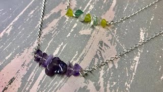 How to make a Stone chip Amethyst Necklace [upl. by Amalberga524]