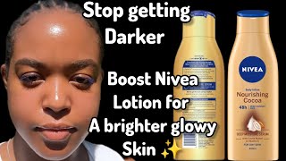 BEST NIVEA BODY LOTION✅CLear lighter skinStop getting darkerNivea Nourishing Cocoa body lotionmix [upl. by Nosnorb]